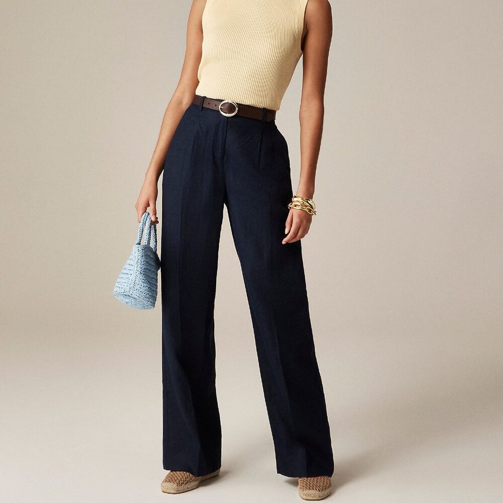 J. Crew Wide-Leg Navy Pants